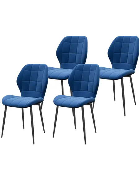 HOMCOM Set of Four Velvet Relaxed Tub Dining Chairs - Dark Blue