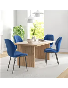 HOMCOM Set of Four Velvet Relaxed Tub Dining Chairs - Dark Blue 2