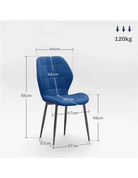 HOMCOM Set of Four Velvet Relaxed Tub Dining Chairs - Dark Blue