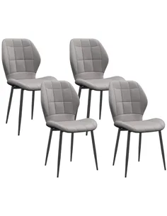HOMCOM Set of Four Flannel Relaxed Tub Dining Chairs - Light Blue