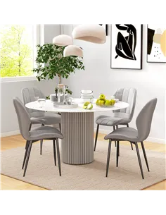 HOMCOM Set of Four Flannel Relaxed Tub Dining Chairs - Light Blue 2