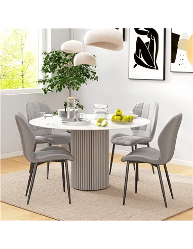 HOMCOM Set of Four Flannel Relaxed Tub Dining Chairs - Light Blue