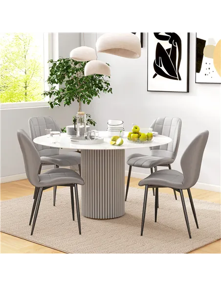 HOMCOM Set of Four Flannel Relaxed Tub Dining Chairs - Light Blue