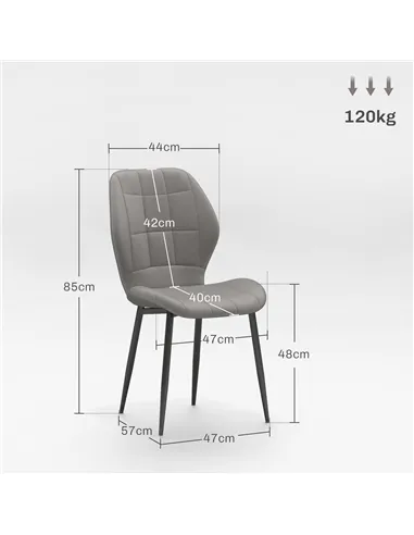 HOMCOM Set of Four Flannel Relaxed Tub Dining Chairs - Light Blue