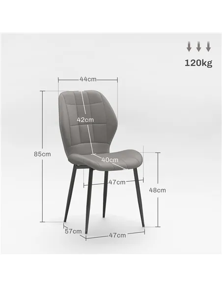 HOMCOM Set of Four Flannel Relaxed Tub Dining Chairs - Light Blue