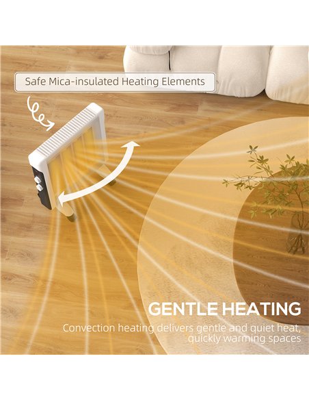 HOMCOM 2kW Electric Heater, 10-45℃ Temperature - White