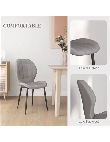 HOMCOM Set of Four Flannel Relaxed Tub Dining Chairs - Light Blue