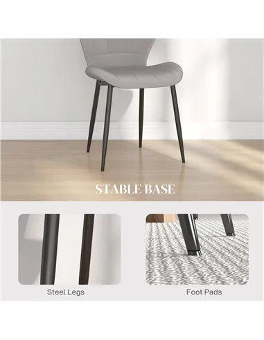 HOMCOM Set of Four Flannel Relaxed Tub Dining Chairs - Light Blue