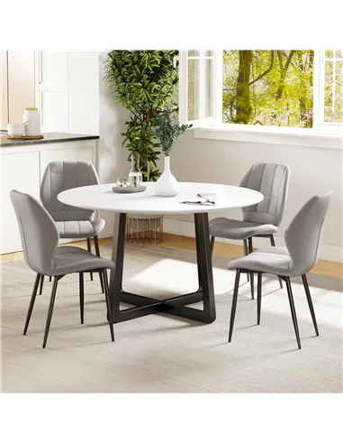 HOMCOM Set of Four Flannel Relaxed Tub Dining Chairs - Light Blue