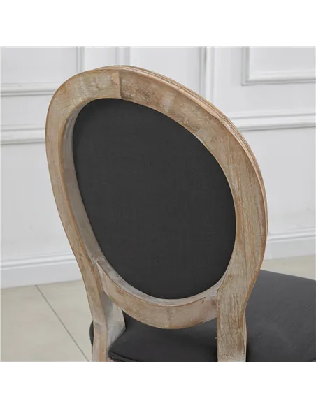HOMCOM Set of Two French-Inspired Wooden Dining Chairs - Grey