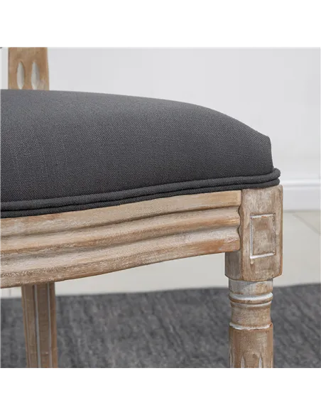 HOMCOM Set of Two French-Inspired Wooden Dining Chairs - Grey
