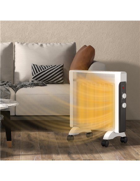 HOMCOM 2kW Electric Heater, 10-45℃ Temperature - White
