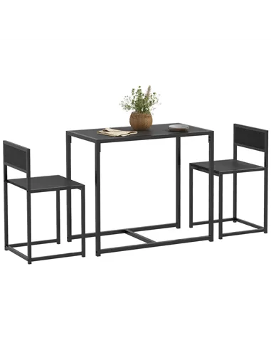 HOMCOM Dining Table and Chairs Set 2, Dining Room Sets, Rectangular Space Saving Table and 2 Chairs for Compact Kitchens, Steel 