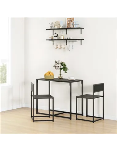 HOMCOM Dining Table and Chairs Set 2, Dining Room Sets, Rectangular Space Saving Table and 2 Chairs for Compact Kitchens, Steel 