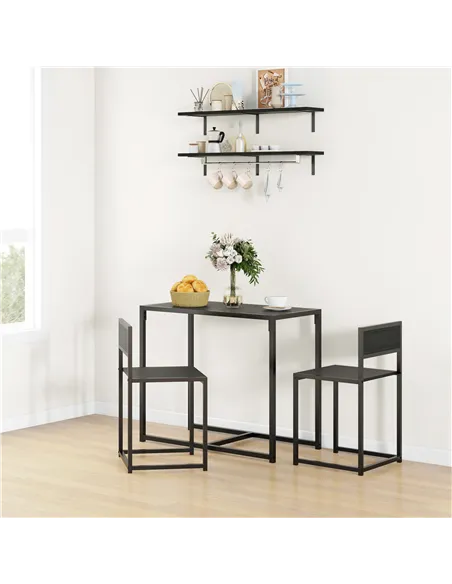 HOMCOM Dining Table and Chairs Set 2, Dining Room Sets, Rectangular Space Saving Table and 2 Chairs for Compact Kitchens, Steel 