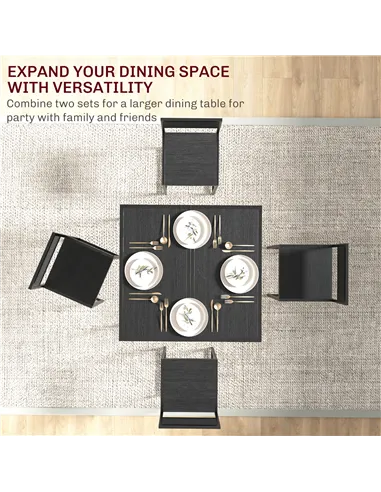 HOMCOM Dining Table and Chairs Set 2, Dining Room Sets, Rectangular Space Saving Table and 2 Chairs for Compact Kitchens, Steel 