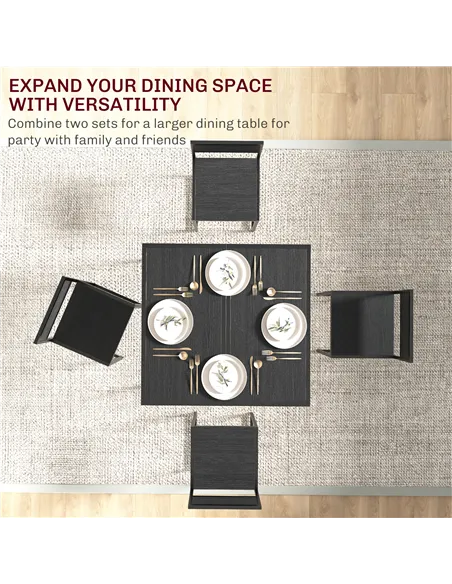 HOMCOM Dining Table and Chairs Set 2, Dining Room Sets, Rectangular Space Saving Table and 2 Chairs for Compact Kitchens, Steel 