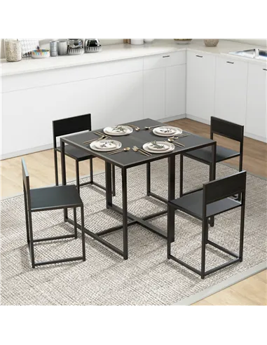 HOMCOM Dining Table and Chairs Set 2, Dining Room Sets, Rectangular Space Saving Table and 2 Chairs for Compact Kitchens, Steel 