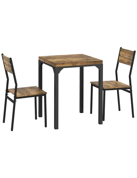 HOMCOM Three-Piece Minimal and Compact Dining Set, Rustic Brown