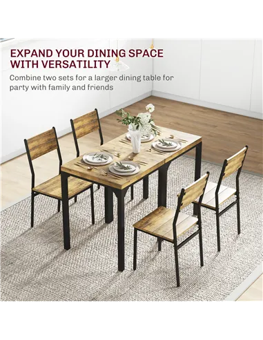 HOMCOM Three-Piece Minimal and Compact Dining Set, Rustic Brown