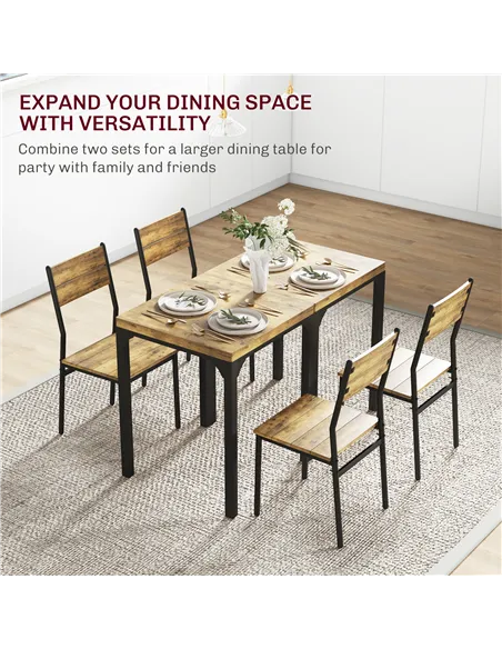 HOMCOM Three-Piece Minimal and Compact Dining Set, Rustic Brown