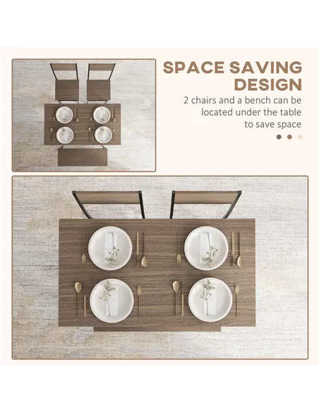 HOMCOM Four-Piece Dining Set, With Table, Chairs and Bench