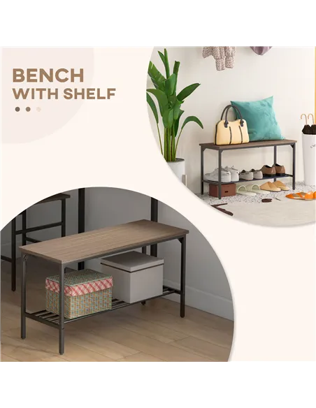 HOMCOM Four-Piece Dining Set, With Table, Chairs and Bench