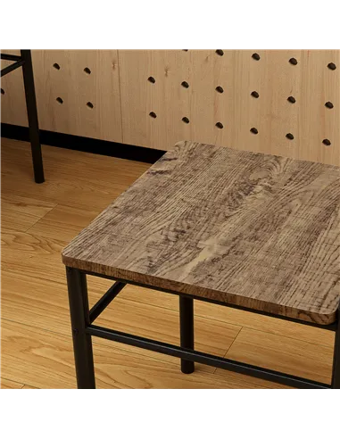 HOMCOM Modern Dining Table Set for 4, Space-Saving 5 Pieces Kitchen Table Set with Rectangle Table and Steel Frame, Oak