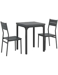 HOMCOM Three-Piece Minimal and Compact Dining Set, Grey Wood Grain