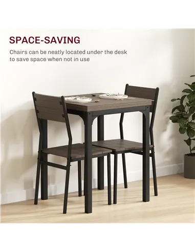 HOMCOM Three-Piece Minimal and Compact Dining Set, Grey Wood Grain