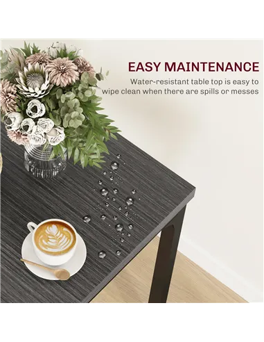 HOMCOM Three-Piece Minimal and Compact Dining Set, Grey Wood Grain