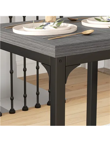 HOMCOM Three-Piece Minimal and Compact Dining Set, Grey Wood Grain