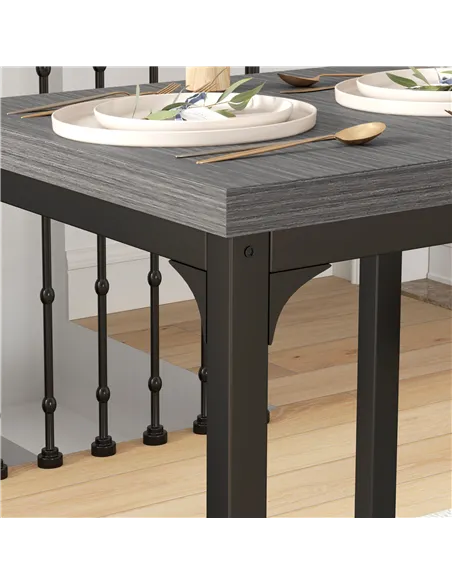 HOMCOM Three-Piece Minimal and Compact Dining Set, Grey Wood Grain