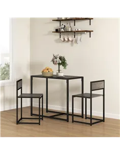 HOMCOM Dining Table and Chairs Set 2, Dining Room Sets, Rectangular Space Saving Table and 2 Chairs for Compact Kitchens, Steel  2