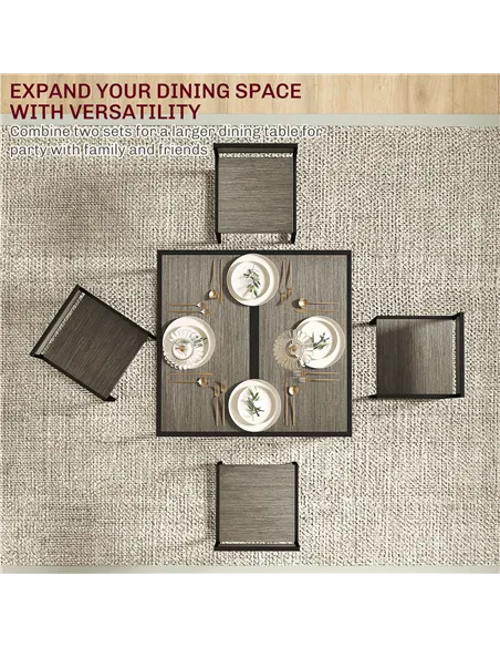 HOMCOM Dining Table and Chairs Set 2, Dining Room Sets, Rectangular Space Saving Table and 2 Chairs for Compact Kitchens, Steel 