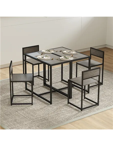 HOMCOM Dining Table and Chairs Set 2, Dining Room Sets, Rectangular Space Saving Table and 2 Chairs for Compact Kitchens, Steel 