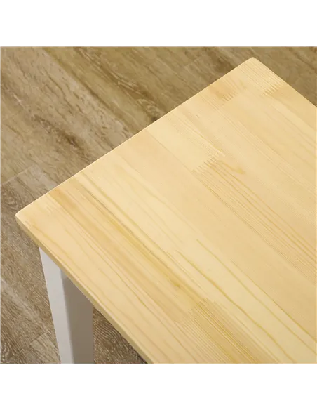 HOMCOM Dining Table and Bench Set, Farmhouse Kitchen Table and Bench with Wooden Frame for Living Room, Dining Room, Natural and