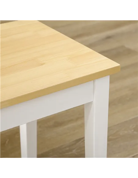 HOMCOM Dining Table and Bench Set, Farmhouse Kitchen Table and Bench with Wooden Frame for Living Room, Dining Room, Natural and