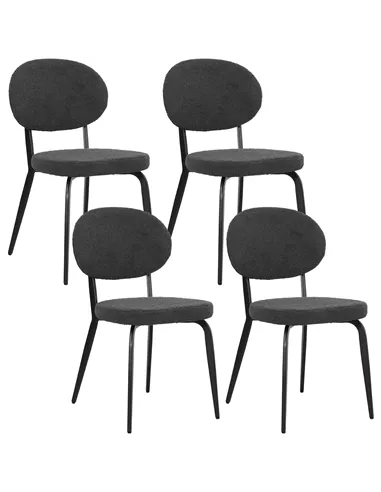 HOMCOM Set of Four Boucle Dining Chairs - Black