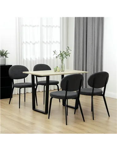 HOMCOM Set of Four Boucle Dining Chairs - Black