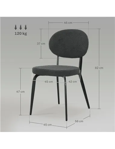 HOMCOM Set of Four Boucle Dining Chairs - Black