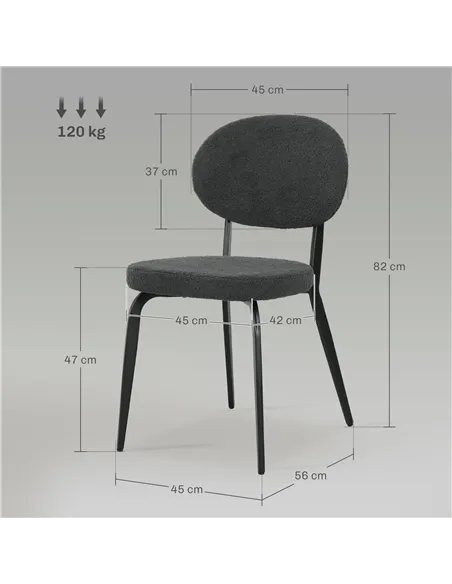 HOMCOM Set of Four Boucle Dining Chairs - Black