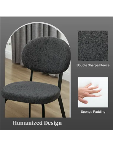 HOMCOM Set of Four Boucle Dining Chairs - Black