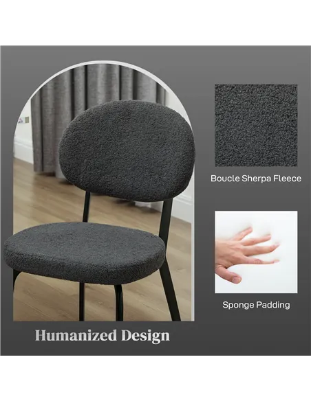 HOMCOM Set of Four Boucle Dining Chairs - Black