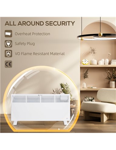 HOMCOM 2000W Convector Heater - White