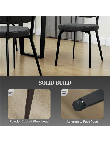 HOMCOM Set of Four Boucle Dining Chairs - Black