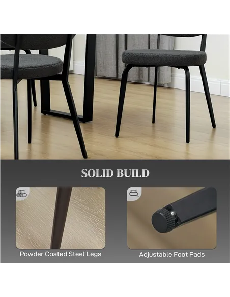 HOMCOM Set of Four Boucle Dining Chairs - Black