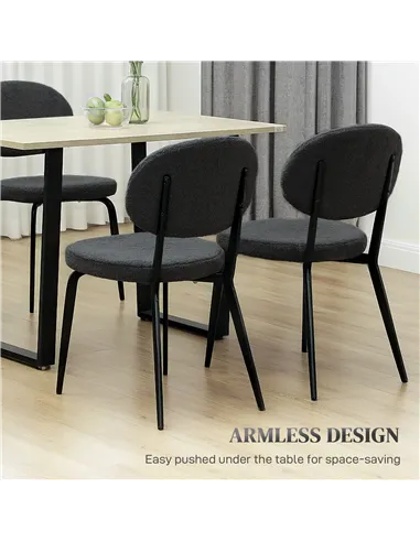 HOMCOM Set of Four Boucle Dining Chairs - Black