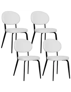 HOMCOM Set of Four Boucle Dining Chairs - White