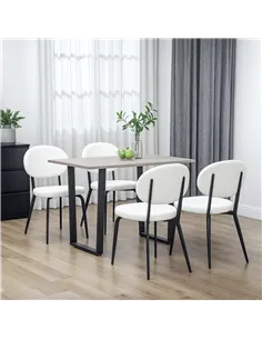 HOMCOM Set of Four Boucle Dining Chairs - White 2